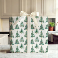 Festive Pine Tree Gift Wrap, Watercolor Christmas Tree Wrapping Paper, Colorful Ornament Christmas Wrapping Paper, Holiday Gift Wrap Roll