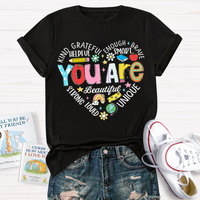 You Are Beautiful Text Letters T-Shirt