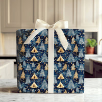 Christmas Tent and Tree Gift Wrap, Winter Camping Wrapping Paper, Rustic Holiday Wrapping Paper, Outdoorsy Present Wrap, Cabin Gift Wrap