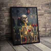 Gothic Xmas Tree Canvas Print, Skeleton Christmas Tree Wall Art, Spooky Holiday Canvas Wall Art, Skeleton Tree Poster