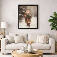 Snowy Forest Santa Canvas Print, Vintage Santa Claus Canvas Wall Art, Christmas Tree Santa Canvas Decor, Winter Holiday Wall Art, Xmas Present