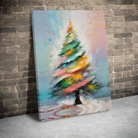 Colorful Holiday Tree Canvas Wall Print, Abstract Christmas Tree Canvas Art, Modern Festive Winter Canvas Decor, Xmas Office Present