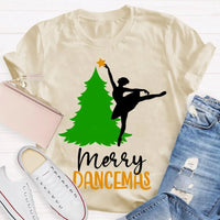 Festive Ballet Dancer Christmas T-Shirt, Merry Dancemas Ballerina Shirt, Adorable Holiday Dance Studio Tee, Xmas Nutcracker Dancer Present