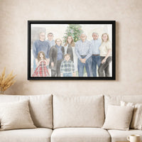 Personalized Family Canvas Print, Custom Watercolor Family Portrait Canvas, Keepsake Holiday Wall Art, Unique Christmas Canvas Present for Mom