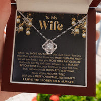 14k White Gold Finish Pendant, Wife Love Knot Necklace, Sentimental Message Card Jewelry, Romantic Christmas Anniversary Present for Her