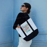 Para Off Duty Pattern Letters Color-blocked Canvas Bag