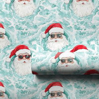 Sunglasses Santa Christmas Gift Wrap, Cool Santa Wrapping Paper, Tropical Holiday Present Paper