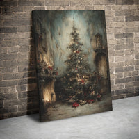 Moody Dark Academia Holiday Print, Victorian Christmas Tree Canvas Art, Gothic Christmas Wall Art, Vintage Holiday Decor Digital Download