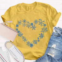 Winter Snow Day Graphic Tee, Snowflake Heart T-Shirt, Adorable Snowflake Heart Shirt, Comfy Holiday Winter Season Tee, Christmas Snow Lover Present