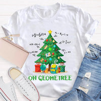 Humorous Geometry Pun Christmas T-Shirt, Oh Geometree Math Teacher Shirt, Holiday Math Teacher Graphic Tee, Xmas Math Teacher Holiday Present