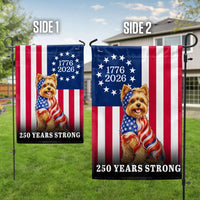 Yorkshire Terrier Garden Flag | 250 Years Strong American Flag Design | Double-Sided Polyester | Patriotic Dog Lovers Gift