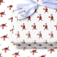 Sporty Christmas Gift Wrap, Basketball Santa Wrapping Paper, Dribbling Santa Wrapping Paper, Basketball Fan Holiday Gift Wrap, Xmas Paper