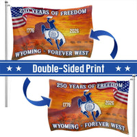 Wyoming 250th Anniversary Flag | America 250 Years of Freedom 1776-2026 | Double-Sided Polyester House Flag | Patriotic WY Home Decor Gift