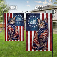 Patriotic Cat Garden Flag 250 Years Betsy Ross | Double-Sided Polyester | Weather-Resistant Outdoor Decor | Cat Lover Gift