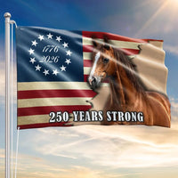 250 Years Strong Horse American Flag | 1776-2026 Betsy Ross Design | UV-Resistant Polyester | Patriotic Farm & Garden Decor Gift
