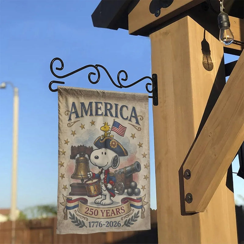 America 250 Years Patriotic Garden Flag | Cute Cartoon Dog Soldier 1776-2026 USA Semiquincentennial | Double-Sided Premium Weather-Resistant Polyester | 4th of July Outdoor Yard Decor Gift
