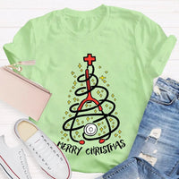 Holiday Nurse T-Shirt, Stethoscope Christmas Tree School Nurse Shirt, Adorable Medical Christmas Graphic Tee, School Nurse Xmas Present