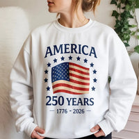 America 250 Years Sweatshirt | Vintage American Flag 1776-2026 Commemorative Design | Soft Cotton Polyester Blend | Patriotic Gift for History Lovers