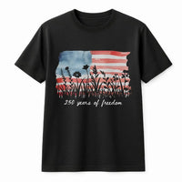 250 Years of Freedom T-Shirt | Patriotic Wildflower American Flag Watercolor Art | Soft Breathable Cotton Tee | Fourth of July Gift for Americans