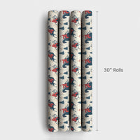 Vintage Western Holiday Gift Wrap, Santa on Horse Christmas Wrapping Paper, Rustic Santa Equestrian Wrapping Paper, Holiday Gift Wrap Roll