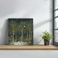Snowy Woodland Berries Holiday Print, Enchanted Winter Forest Square Canvas Wall Art, Christmas Tree Canvas Poster, Seasonal Decor