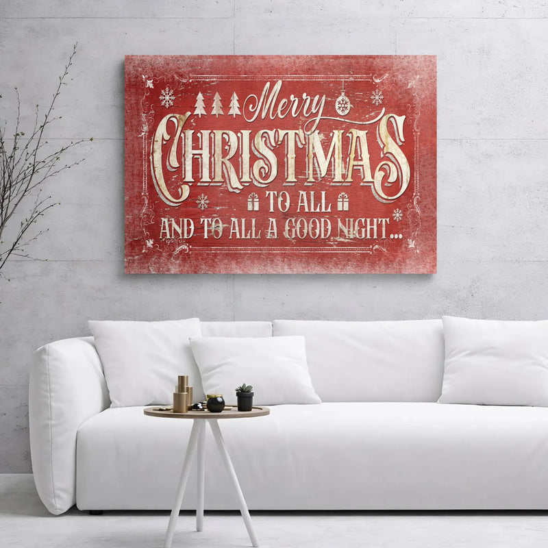 Rustic Red Holiday Canvas Print, Merry Christmas Canvas Wall Art, Christmas Quotes Canvas Decor, Festive Xmas Wall Art
