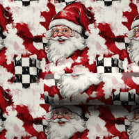 Checkered Flag Racing Gift Wrap, Racing Santa Wrapping Paper, Motorsport Santa Christmas Wrapping Paper, Auto Racing Holiday Gift Wrap