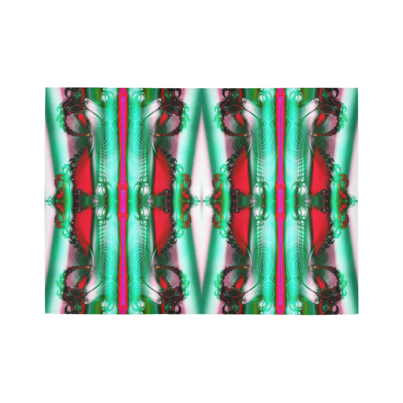 Red Green Holiday Floor Runner, Christmas Fractal Ribbon Runner Rug, Festive Hallway Runner Rug, Xmas Kitchen Carpet, Winter Home Decor Rug