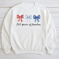 America 250th Anniversary Sweatshirt | Patriotic Bow Design 250 Years of Freedom | Soft Cotton Polyester Blend | 4th of July Gift for Patriots