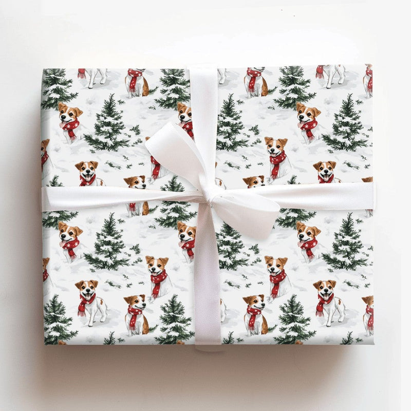 Watercolor Winter Dog Gift Wrap, Jack Russell Terrier Wrapping Paper, Festive Holiday Dog Wrapping Paper, Pet Lover Christmas Gift Wrap