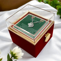 Rotating Rose Jewelry Box Set, Love Knot Necklace for Girlfriend, Sparkling CZ Pendant, Romantic Christmas Anniversary Present for Her