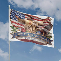 God Bless America House Flag | Jesus Sacred Heart & Bald Eagle 250 Years of Freedom1776-2026 Art | Weather-Resistant Double-Sided Outdoor Flag | Patriotic Christian Gift for Home & Yard