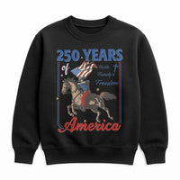 250 Years America Sweatshirt | Patriotic Eagle on Horseback with Flag Design | Soft Cotton Polyester Blend | Gift for History and Freedom Lovers