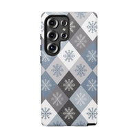 Winter Plaid Diamond Cover, Snowflake Argyle Phone Case for Samsung Galaxy, Comfy Holiday Shockproof Tough Case, Christmas Present