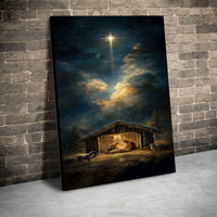 Silent Night Bethlehem Star Canvas, Nativity Scene Canvas Print, Holy Family Christmas Canvas Art, Religious Holiday Wall Decor Print