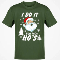 Humorous Santa Claus Graphic Tee, I Do It for the Hos Christmas T-Shirt, Hilarious Holiday Meme Shirt, Xmas Party Present