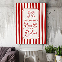 Farmhouse Holiday Canvas Print, Merry Little Christmas Canvas Wall Art, Red Striped Christmas Canvas, Festive Winter Wall Decor, Xmas Present