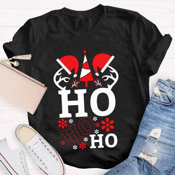 Ho Ho Ho Santa Hat Holiday T-Shirt, Science Teacher Christmas Shirt, Humorous Science Educator Tee, Adorable Chemistry Xmas P