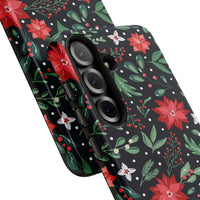 Christmas Floral Phone Cover, Deck the Halls Poinsettia Phone Case for Samsung Galaxy, Holiday Botanical Protective Case