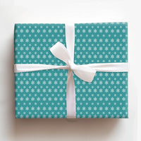 Winter Wonderland Gift Wrap, Teal Snowflake Wrapping Paper, White Snowflake Wrapping Paper, Festive Holiday Christmas Wrapping Paper