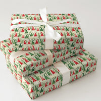 Watercolor Holiday Gift Wrap Roll, Christmas Gnome Wrapping Paper, Scandinavian Gnome Present Paper, Adorable Winter Holiday Gift Wrapping Paper