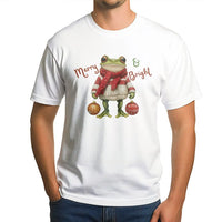 Festive Toad Graphic Tee, Merry and Bright Christmas Frog Shirt, Retro Christmas Frog T-Shirt, Adorable Animal Xmas Tee, Holiday Frog Lover Present