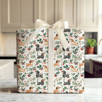 Dog Holiday Gift Wrap, Dachshund Christmas Wrapping Paper, Adorable Puppy Present Paper, Festive Holly Berry Present Wrap, Dog Lover Xmas Decor