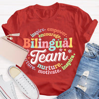 Bilingual Team Inspire Empower Encourage Nurture Motivate T-shirt