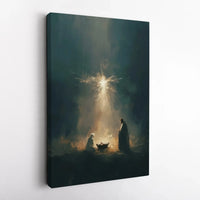 Holy Family Birth of Jesus Wall Art, Nativity Scene Star of Bethlehem Poster, Painterly Sacred Art Print, Christmas Christian Decor