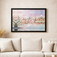 Whimsical Winter Candy Village Canvas Print, Christmas Gingerbread House Wall Art, Festive Holiday Canvas Decor, Xmas Home Art Present