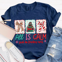 Humorous Teacher Christmas T-Shirt, All Is Calm Said No Teacher Ever Shirt, Snowflake Winter Graphic Tee, Holiday Educator T-Shirt