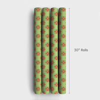 Lime Green Holiday Gift Wrap, Damask Snowflake Christmas Wrapping Paper, Red and Green Xmas Wrapping Paper, Winter Festive Gift Wrap Roll