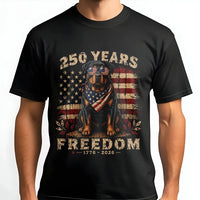 Patriotic Bulldog T-Shirt | 250 Years of Freedom 1776-2026 Vintage Americana Art | Soft Breathable Cotton Tee | Gift for Dog Lovers and Patriots