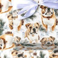 Watercolor Winter Dog Wrapping Paper, English Bulldog Wrapping Paper, Christmas Dog Gift Wrap, Holiday Puppy Wrapping Paper Roll